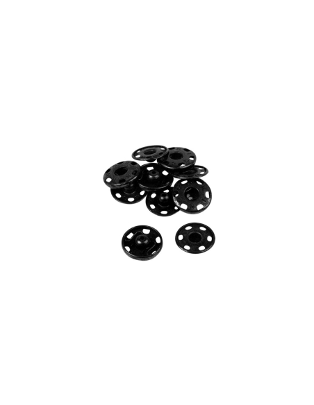 Boutons pression à coudre en laiton inoxydable (N°3, Carte 12 pcs, Noir)
