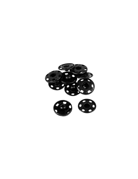 Boutons pression à coudre en laiton inoxydable (N°4, Carte 5 pcs, Noir)