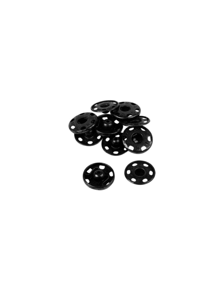 Boutons pression à coudre en laiton inoxydable (N°5, Carte 5 pcs, Noir)