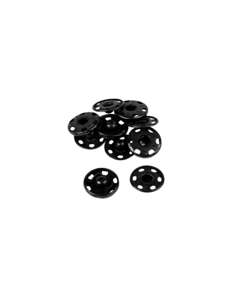 Boutons pression à coudre en laiton inoxydable (N°8, Carte 4 pcs, Noir)