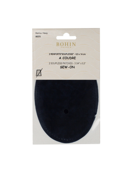 Renforts coudes et genoux imitation daim à coudre (9,5 cm x 14 cm, Marine)