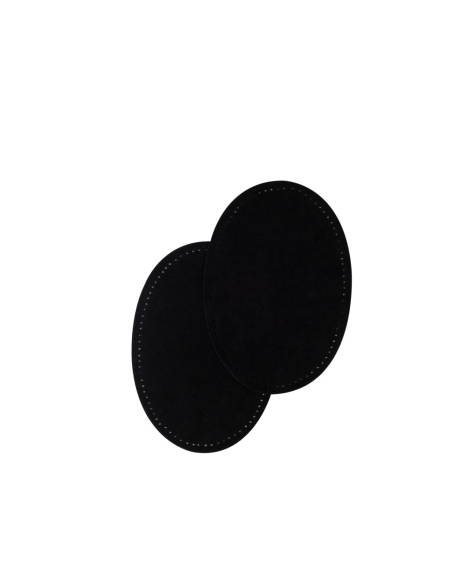 Renforts coudes et genoux imitation daim à coudre (9,5 cm x 14 cm, Noir)