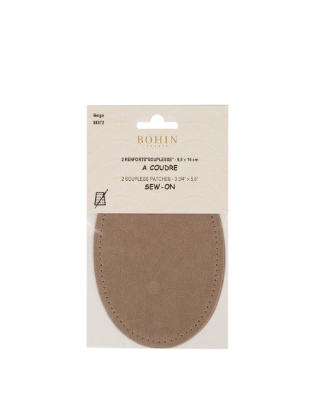 Renforts coudes et genoux imitation daim à coudre (9,5 cm x 14 cm, Beige)