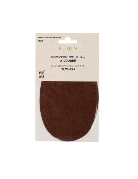 Renforts coudes et genoux imitation daim à coudre (9,5 cm x 14 cm, Brun)