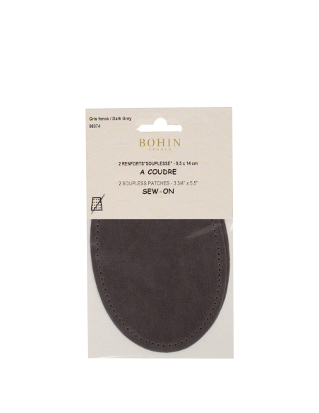 Renforts coudes et genoux imitation daim à coudre (9,5 cm x 14 cm, Gris foncé)