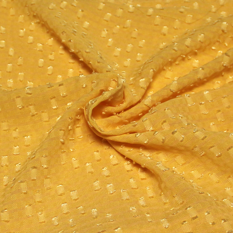 Mousseline carreaux ajourée - Plumetis jaune