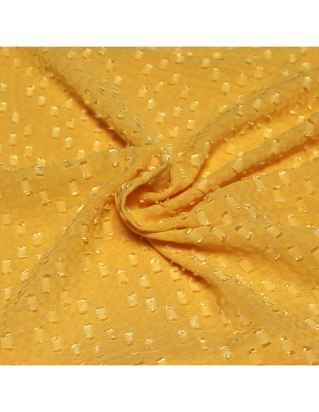 Mousseline carreaux ajourée - Plumetis jaune