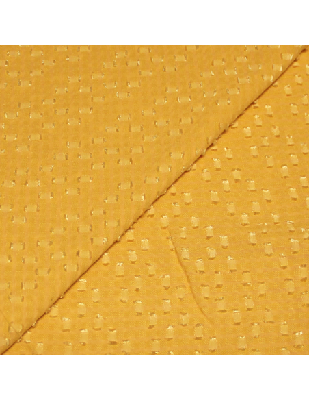 Mousseline carreaux ajourée - Plumetis jaune