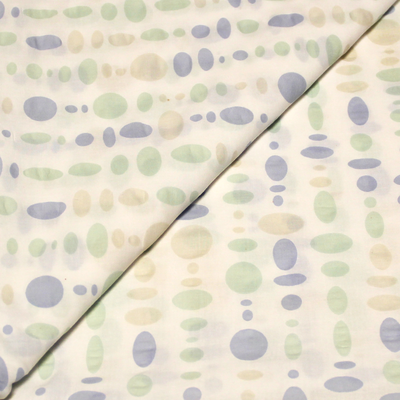 Toile de coton - Cercle cloqué bleu & vert 