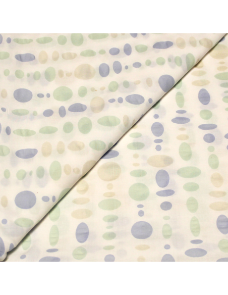 Toile de coton - Cercle cloqué bleu & vert 