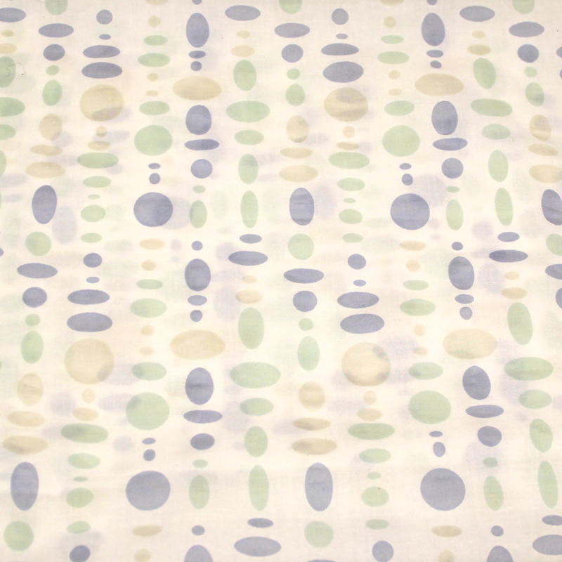 Toile de coton - Cercle cloqué bleu & vert 