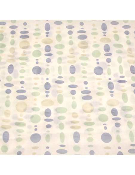 Toile de coton - Cercle cloqué bleu & vert 