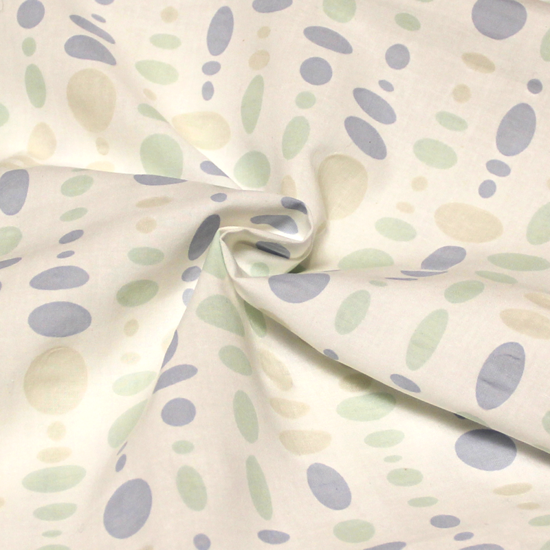 Toile de coton - Cercle cloqué bleu & vert 