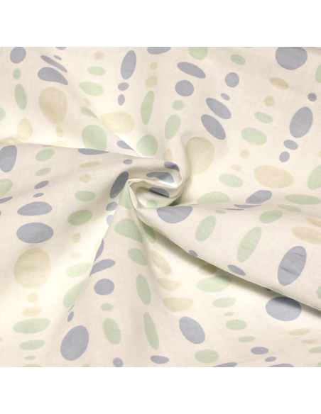 Toile de coton - Cercle cloqué bleu & vert 