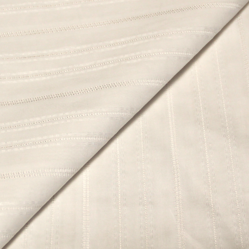 Toile de coton rayure ajouré 100% coton - Blanc