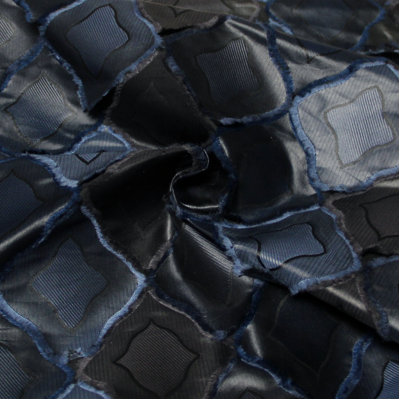 Taffetas polyester 3D - Losange ton bleu 