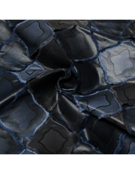 Taffetas polyester 3D - Losange ton bleu 