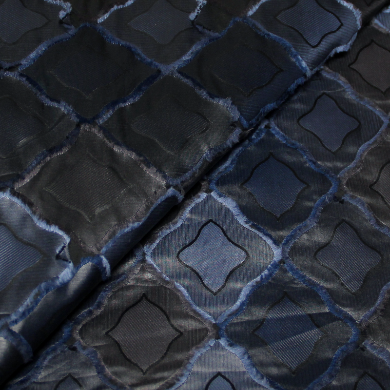 Taffetas polyester 3D - Losange ton bleu 