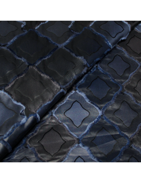 Taffetas polyester 3D - Losange ton bleu 