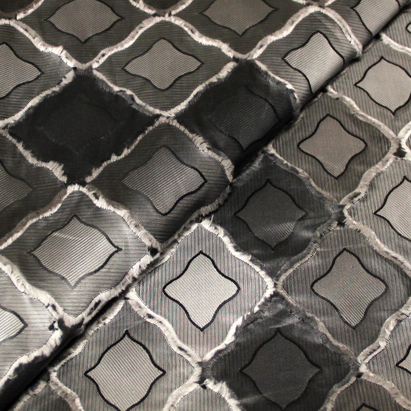 Taffetas polyester 3D - Losange ton gris