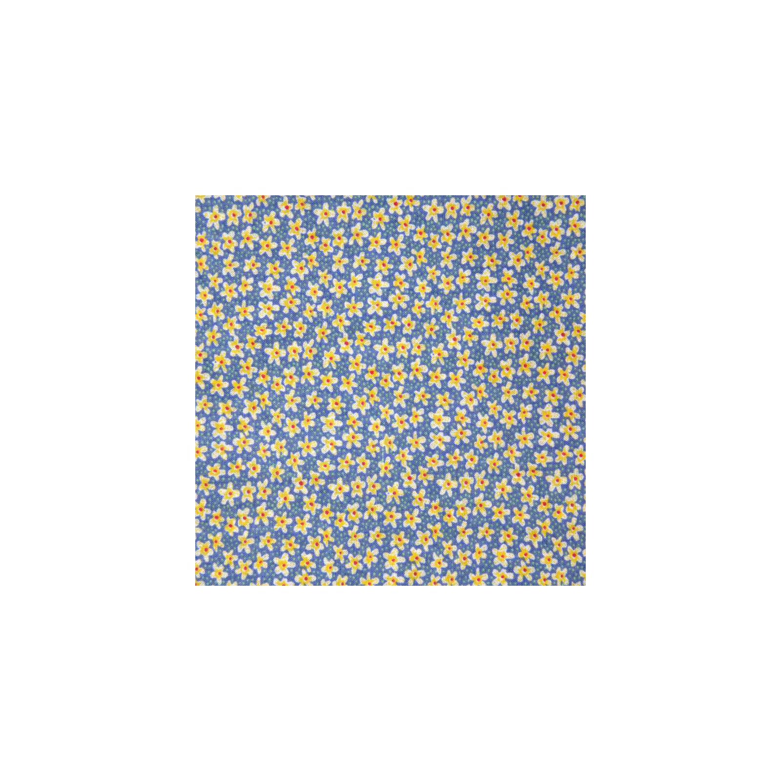 Coton imprimé fleurs jaunes fond bleu 