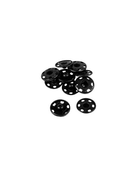 Boutons pression à coudre en laiton inoxydable (N°7, Carte 5 pcs, Noir)