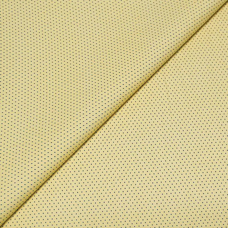 Percale 100% coton - Tête d'épingle bleu fond jaune pâle
