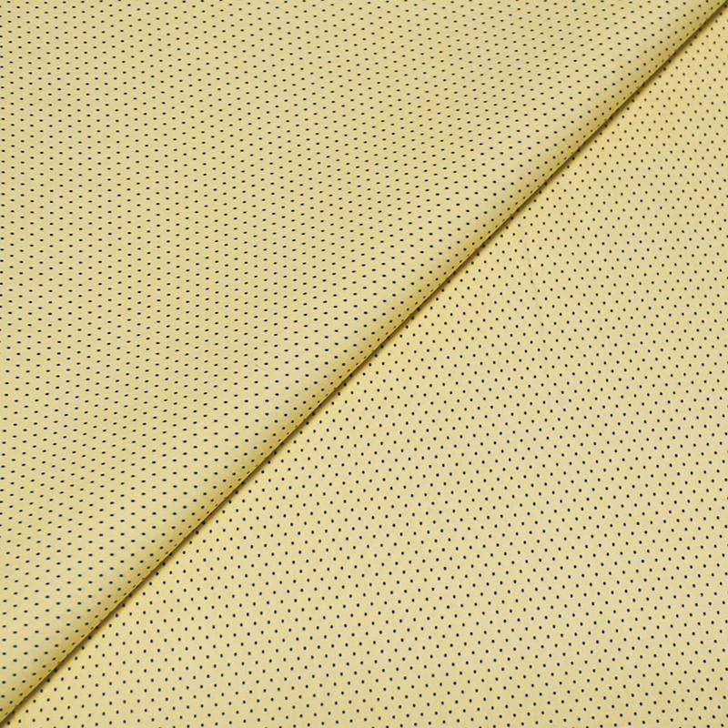 Percale 100% coton - Tête d'épingle bleu fond jaune pâle