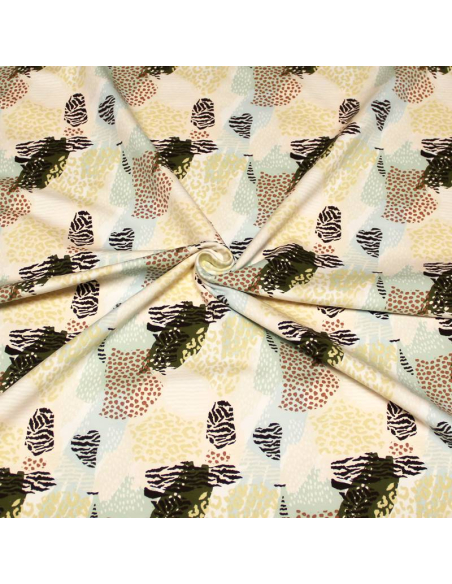 French Terry - Motif fantaisie camaïeu de bleu