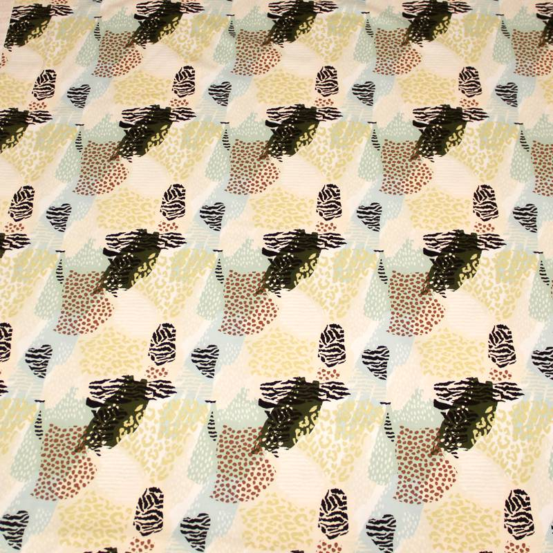 French Terry - Motif fantaisie camaïeu de bleu