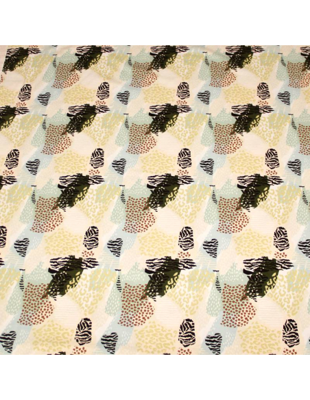 French Terry - Motif fantaisie camaïeu de bleu