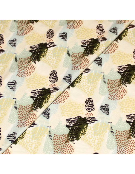 French Terry - Motif fantaisie camaïeu de bleu