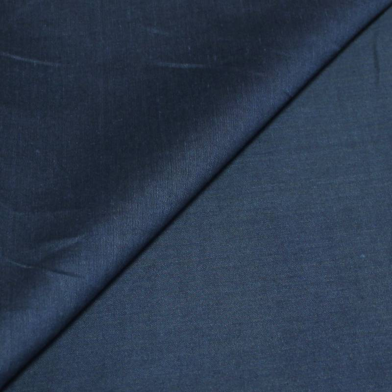Étoffe de lin & coton aspect jean - Bleu