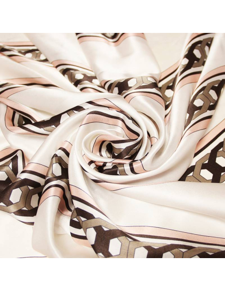 Satin de soie imprimé - Chaîne octogonale