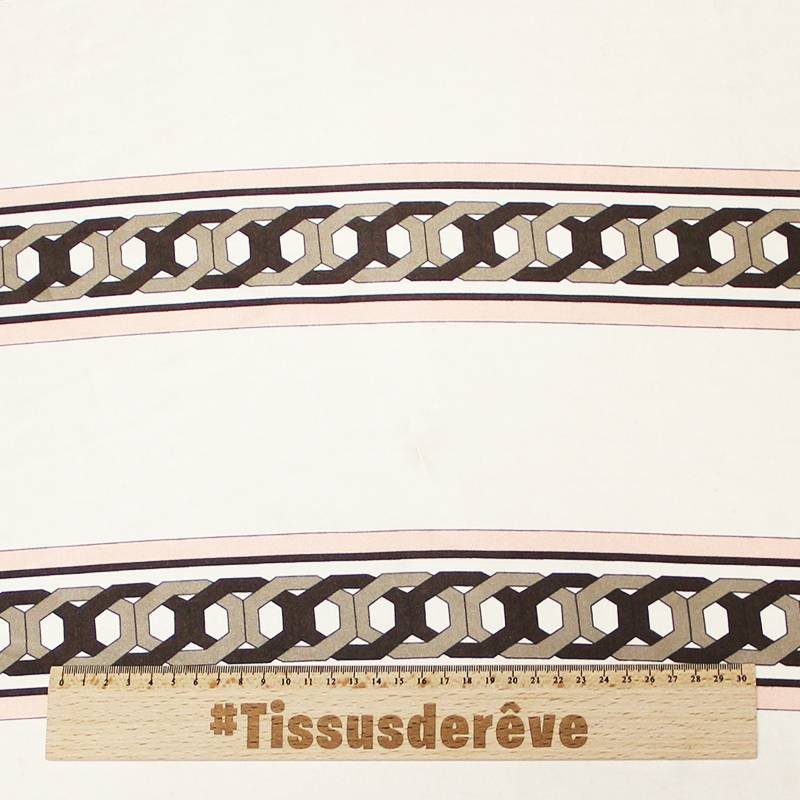 Satin de soie imprimé - Chaîne octogonale