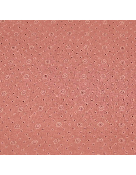 Broderie anglaise sur double gaze - Rond moutarde