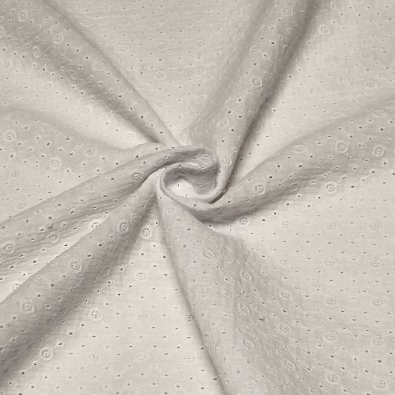 Broderie anglaise sur double gaze - Rond rose