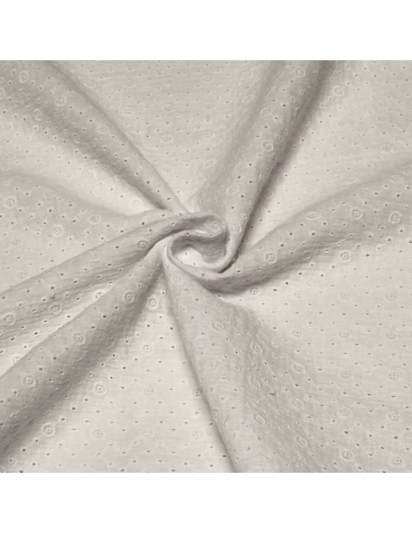 Broderie anglaise sur double gaze - Rond rose