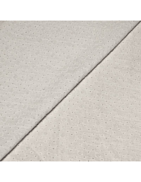 Broderie anglaise sur double gaze - Rond rose