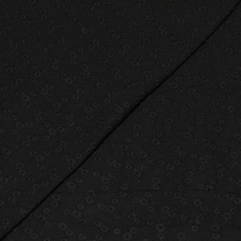 Double gaze brodée - Evelyne noir