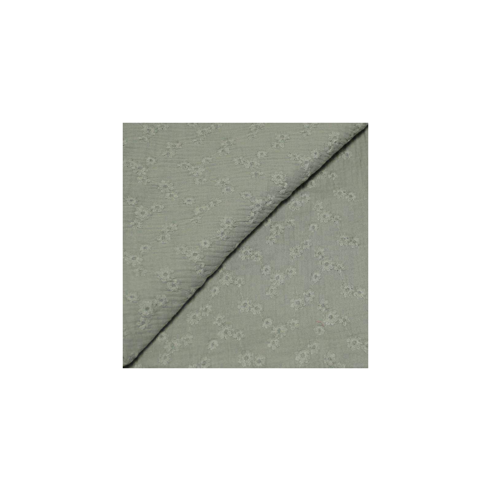 Double gaze 100% coton brodée - Evelyne vert d'eau