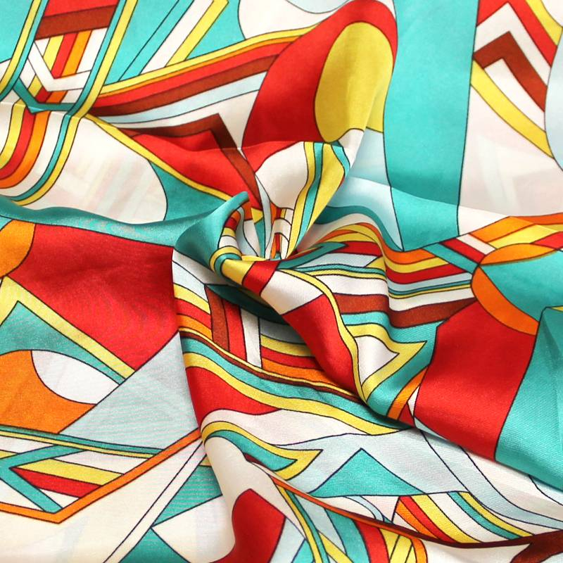 Satin de polyester - Délia ton vert & orange