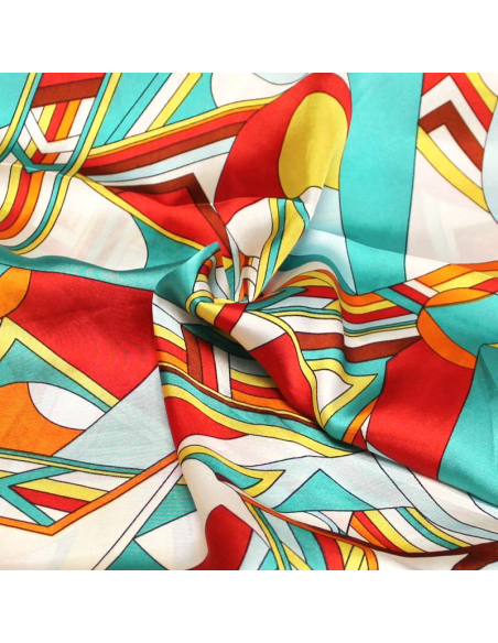 Satin de polyester - Délia ton vert & orange