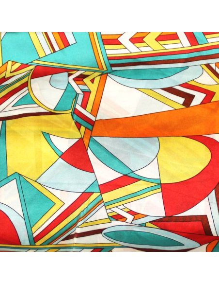 Satin de polyester - Délia ton vert & orange