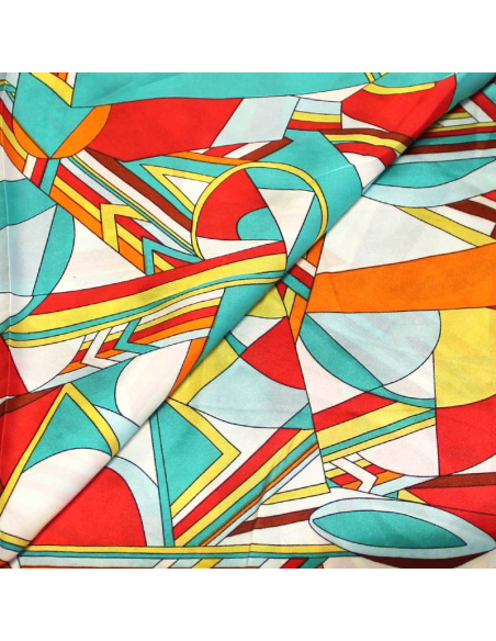 Satin de polyester - Délia ton vert & orange