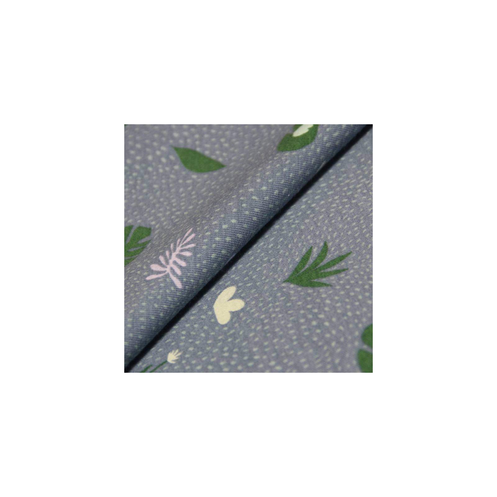Jersey coton & élasthanne - Mini pointillé palme fond bleu gris