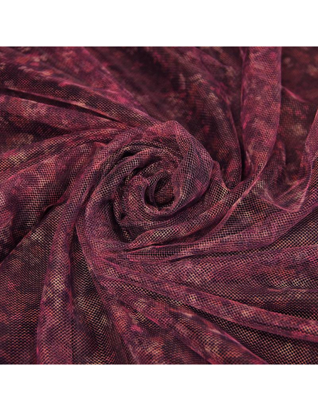 Tulle imprimé - Impression floral abstrait rose 