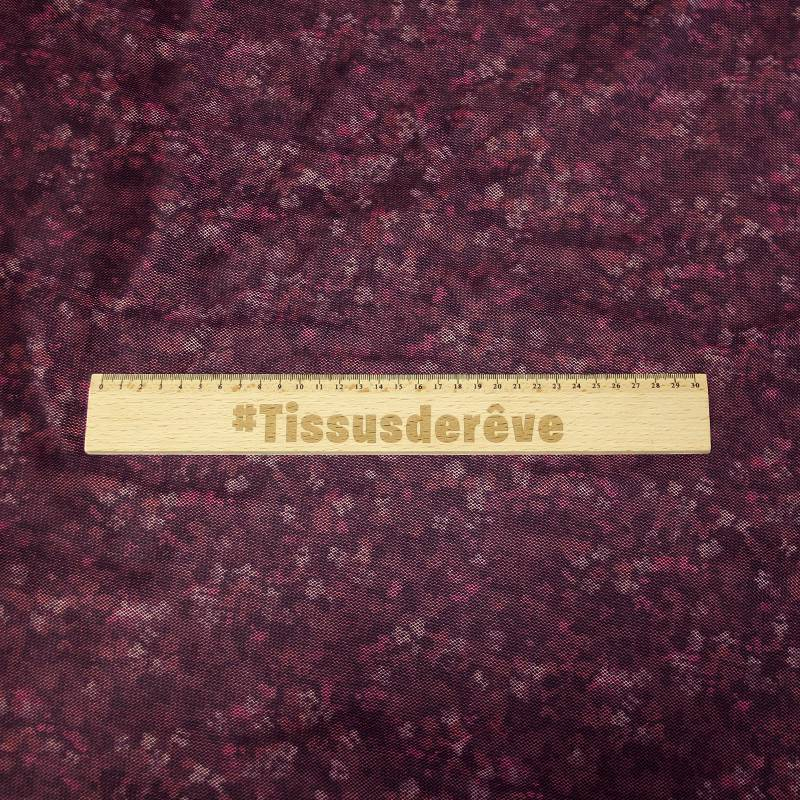 Tulle imprimé - Impression floral abstrait rose 