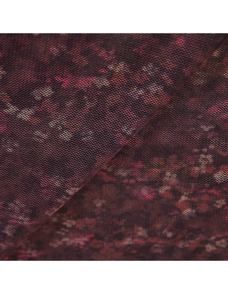 Tulle imprimé - Impression floral abstrait rose 
