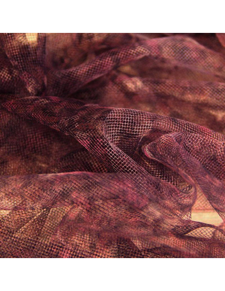 Tulle imprimé - Impression floral abstrait rose 